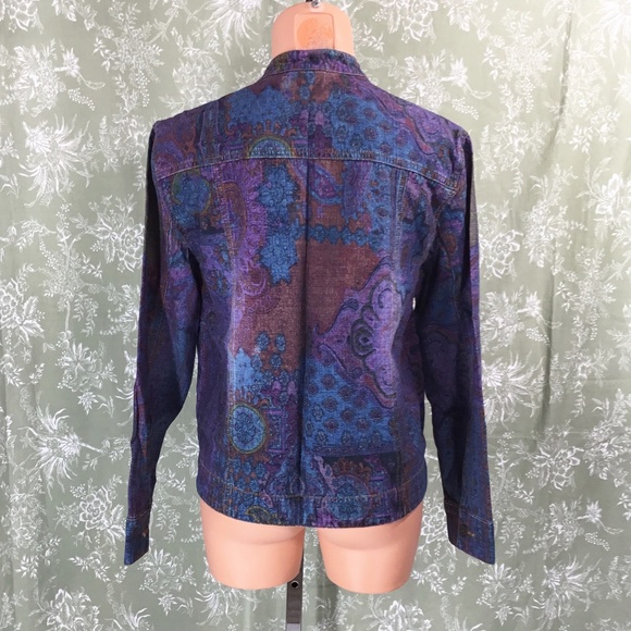 Chico's Multi-Colored Paisley Print Jean Jacket - Picture 14 of 15